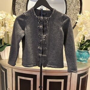 Willi Smith Charcoal Ruffled Wool Cardigan